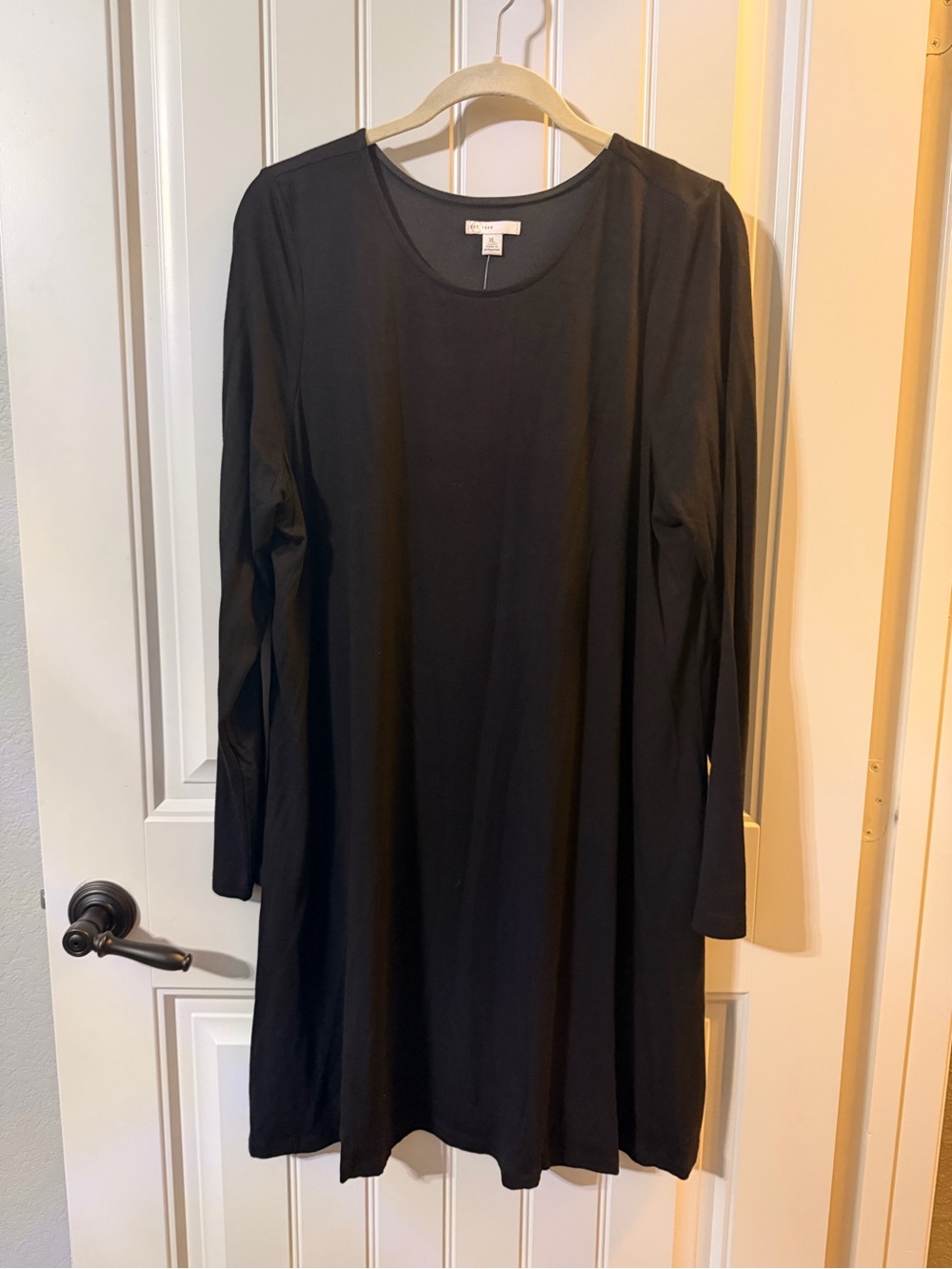Cato Black Long-Sleeve Mini Swing Dress
